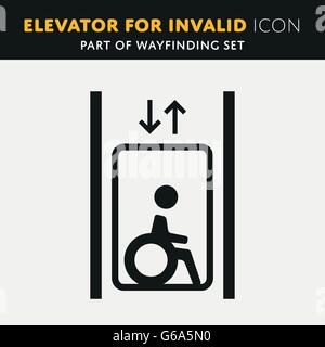 L'homme des personnes handicapées télévision ascenseur icône pictogramme Illustration de Vecteur