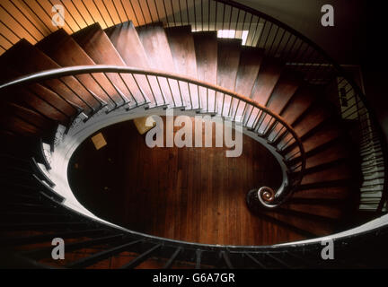Années 1800, Escalier en spirale elliptique AU-DESSUS DE NATHANIEL RUSSELL house circa 1809 CHARLESTON EN CAROLINE DU SUD USA Banque D'Images