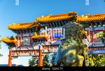 Lion gardien chinois au Palais d'été - Beijing Banque D'Images