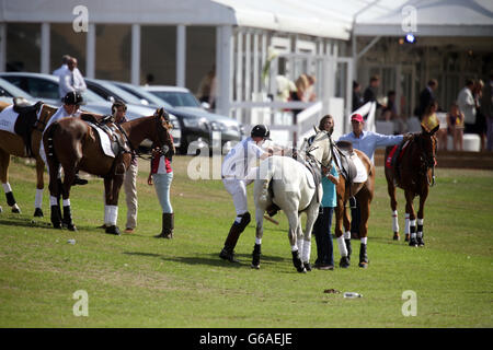 Prince William participe au Audi Polo Challenge à Cowarth Park, Ascot, Berkshire. Le prince a joué dans la même équipe que son frère Harry en aide à la Charity SkillForce et à la Royal Marsden cancer Charity. Banque D'Images