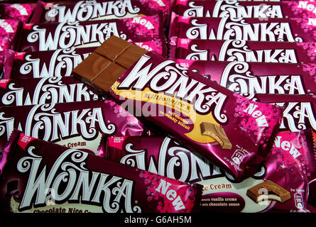 Barre de chocolat Wonka lancer Banque D'Images