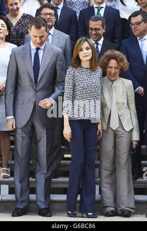 Madrid, Madrid, Espagne. 24 Juin, 2016. Le roi Felipe VI d'Espagne, la Reine Letizia d'Espagne ont assisté à une audience par le Conseil de Fondation Comité Espagnol des United World Colleges, sponsors et des bourses d'étudiants boursiers au Palais de la Zarzuela, le 24 juin 2016 à Madrid Crédit : Jack Abuin/ZUMA/Alamy Fil Live News Banque D'Images