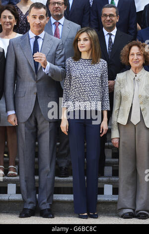 Madrid, Madrid, Espagne. 24 Juin, 2016. Le roi Felipe VI d'Espagne, la Reine Letizia d'Espagne ont assisté à une audience par le Conseil de Fondation Comité Espagnol des United World Colleges, sponsors et des bourses d'étudiants boursiers au Palais de la Zarzuela, le 24 juin 2016 à Madrid Crédit : Jack Abuin/ZUMA/Alamy Fil Live News Banque D'Images