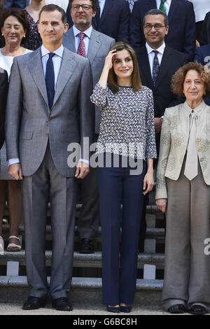 Madrid, Madrid, Espagne. 24 Juin, 2016. Le roi Felipe VI d'Espagne, la Reine Letizia d'Espagne ont assisté à une audience par le Conseil de Fondation Comité Espagnol des United World Colleges, sponsors et des bourses d'étudiants boursiers au Palais de la Zarzuela, le 24 juin 2016 à Madrid Crédit : Jack Abuin/ZUMA/Alamy Fil Live News Banque D'Images