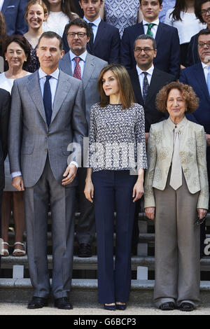 Madrid, Madrid, Espagne. 24 Juin, 2016. Le roi Felipe VI d'Espagne, la Reine Letizia d'Espagne ont assisté à une audience par le Conseil de Fondation Comité Espagnol des United World Colleges, sponsors et des bourses d'étudiants boursiers au Palais de la Zarzuela, le 24 juin 2016 à Madrid Crédit : Jack Abuin/ZUMA/Alamy Fil Live News Banque D'Images