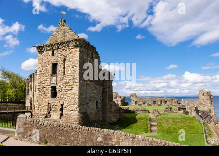 Ruines du château de St Andrews en motifs sur la côte de la mer du Nord. Burgh Royal de St Andrews, Fife, Scotland, UK, Grande-Bretagne Banque D'Images