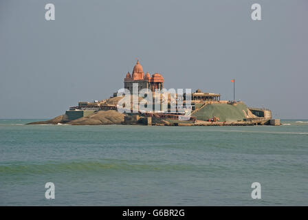 Vivekananda Memorial temple Rock, Kanyakumari, Tamil Nadu, Inde. Le point le plus au sud du continent indien. Banque D'Images
