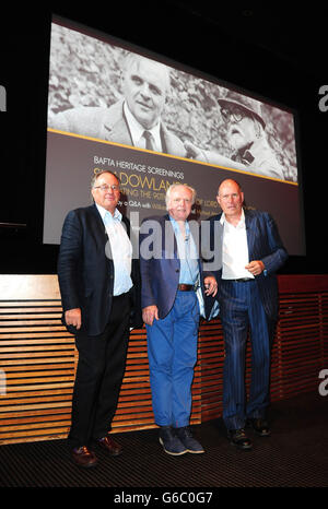 Le président de BAFTA John Willis, Michael Attenborough et William Nicholson arrivent à un examen du patrimoine BAFTA de Shadowlands pour célébrer le 90e anniversaire de Lord Attenborough à BAFTA Picadilly, Londres. Banque D'Images