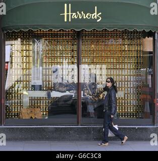 Harrods - stock.Vue générale du grand magasin Harrods de Knightsbridge, dans le centre de Londres. Banque D'Images