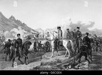 1840 février 1847 LE GÉNÉRAL ZACHARY TAYLOR MISE EN SCÈNE DE BATAILLE DES TROUPES DE BUENA VISTA AU COURS DE LA GUERRE D'AMÉRIQUE DU MEXIQUE Banque D'Images