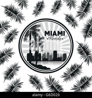 Design Miami en Floride. Palmier et l'icône de la ville. Graphique vectoriel Illustration de Vecteur