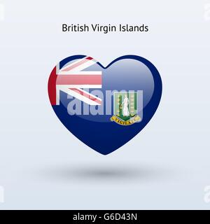 Symbole de l'amour aux Iles Vierges britanniques. L'icône du drapeau du cœur. Illustration de Vecteur