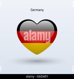 Symbole de l'Allemagne d'amour. L'icône du drapeau du cœur. Illustration de Vecteur