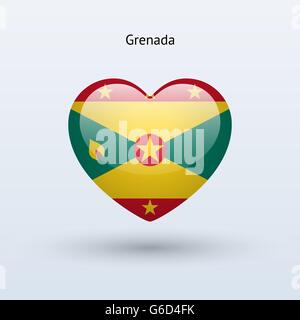 L'amour la Grenade symbole. L'icône du drapeau du cœur. Illustration de Vecteur