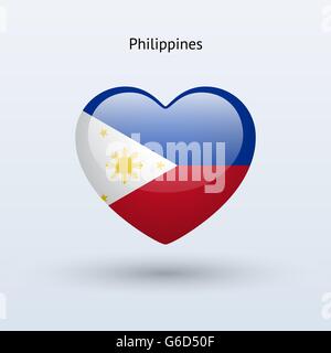 Symbole de l'amour aux Philippines. L'icône du drapeau du cœur. Illustration de Vecteur