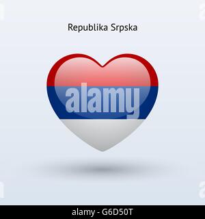 Amour symbole de la Republika Srpska. L'icône du drapeau du cœur. Illustration de Vecteur