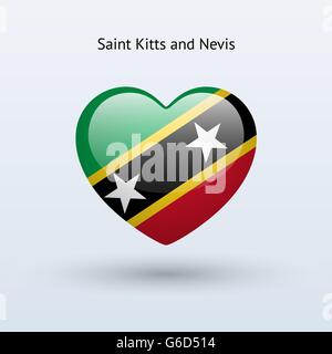 Amour Saint Kitts et Nevis symbole. L'icône du drapeau du cœur. Illustration de Vecteur