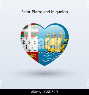 Amour symbole de Saint-Pierre et Miquelon. L'icône du drapeau du cœur. Illustration de Vecteur