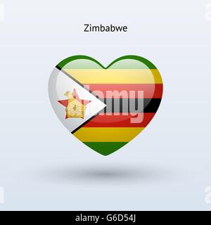 Symbole de l'amour au Zimbabwe. L'icône du drapeau du cœur. Illustration de Vecteur
