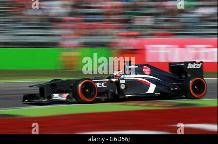 Saubers Nico Hulkenberg pendant la journée de qualification pour le Grand Prix d'Italie 2013 à l'Autodromo di Monza à Monza, en Italie. Banque D'Images