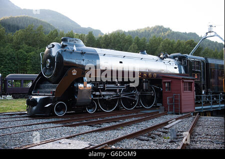 La Royal Hudson, un moteur de locomotive à vapeur des années 1940, à la West Coast Railway Heritage Museum. Squamish BC, Canada Banque D'Images