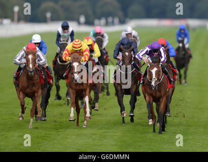 Leading Light et Joseph O'Brien (à droite) remportent les piquets de Ladbrokes St Leger lors du Ladbrokes St Leger Festival à l'hippodrome de Doncaster. Banque D'Images