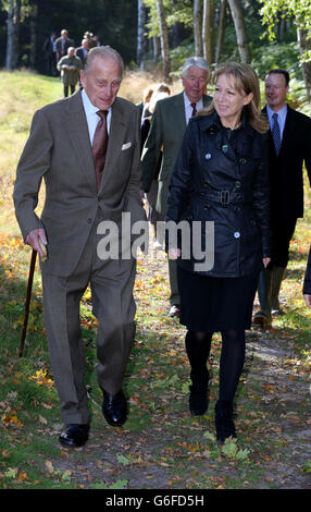 Le duc d'Édimbourg visite un projet de conservation du VTC à la réserve naturelle de Dersingham Bog, sur le domaine Royal Sandringham, Norfolk. Banque D'Images