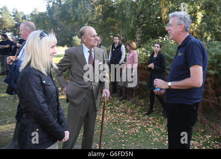 Le duc d'Édimbourg visite un projet de conservation du VTC à la réserve naturelle de Dersingham Bog, sur le domaine Royal Sandringham, Norfolk. Banque D'Images