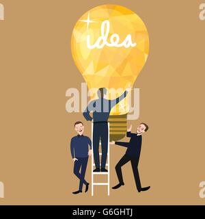 Travailler ensemble en équipe faire le succès des idées du concept d'entreprise de l'ampoule de l'esprit d'équipe Illustration de Vecteur