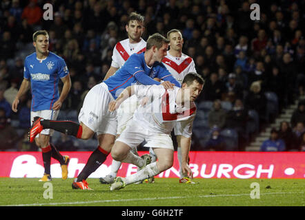 David Templeton des Rangers marque un but lors de la coupe d'Écosse William Hill, troisième partie au stade Ibrox, à Glasgow. Banque D'Images