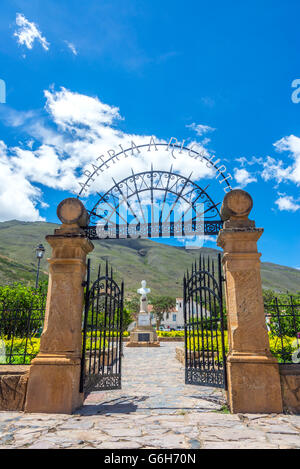 Entrée à un parc dans la ville coloniale de Villa de Leyva, Colombie Banque D'Images