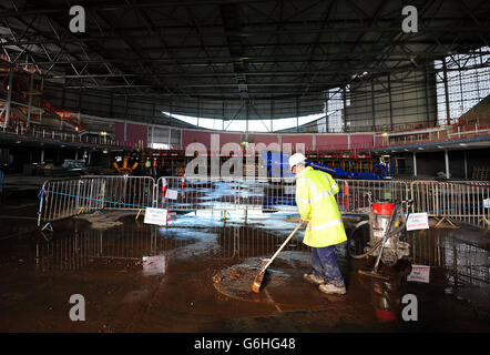 Changement de lieu événement cycliste.Vue générale de l'arène Multi Sports et du projet Vélodrome au Pride Park à Derby. Banque D'Images