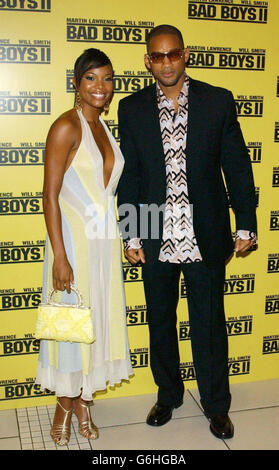 Les stars du film, Gabrielle Union et Will Smith, assistent à la première de Bad Boys II au Odeon Leicester Square, dans le centre de Londres. Banque D'Images