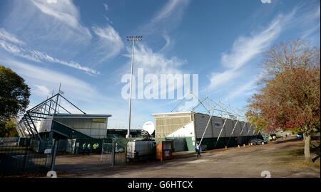 Football - Championnat Sky Bet - Yeovil Town / Wigan Athletic - Huish Park.Vue générale sur le parc Huish, qui abrite la ville de Yeovil au soleil automnal Banque D'Images