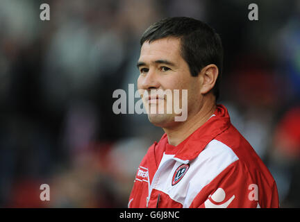 Nigel Clough, directeur de Sheffield United, avant de commencer le match de la Sky Bet League One à Bramall Lane, Sheffield. Banque D'Images