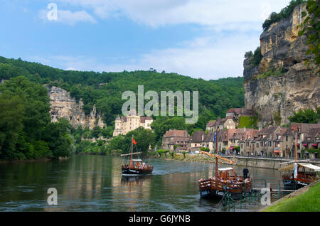 Rivière Dordogne, La Roque Gageac, dordogne, Périgord, Aquitaine, France, Europe Banque D'Images