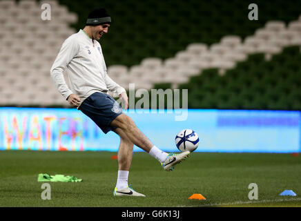 Football - International friendly - République d'Irlande v Lettonie - République d'Irlande Conférence de formation et de presse - Aviva St....John O'Shea, de la République d'Irlande, lors de la session d'entraînement au stade Aviva, Dublin, Irlande. Banque D'Images