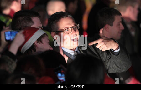 Le réalisateur Adam McKay assiste à la première irlandaise d'Anchorman 2: The Legend continue, au Savoy Cinema à Dublin ce soir. Banque D'Images