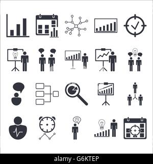 L'icône de qualité Premium séries de la gestion de projet, les ressources humaines, la communication et les statistiques d'icônes. Symbole web moderne collecti Illustration de Vecteur