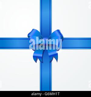 Bright blue bow-noeud avec le ruban sur fond blanc Illustration de Vecteur