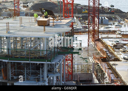 Une vue générale des travaux de construction du quai Centenary de Crest Nicholson à Woolston, Southampton, Hampshire. Banque D'Images