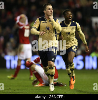 Football - championnat Sky Bet - Nottingham Forest / Leeds United - City Ground.Ross McCormack, de Leeds United, célèbre son premier but Banque D'Images