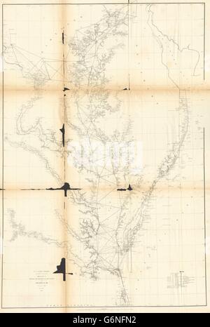 CHESAPEAKE BAY:Washington Baltimore Maryland Delaware..Delmarva USCGS map 1871 Banque D'Images