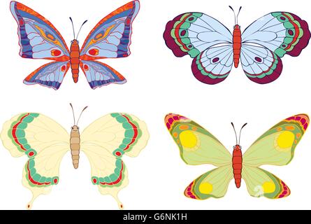 Cute cartoon papillons set Illustration de Vecteur