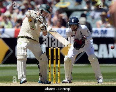 Chris Rogers, de l'Australie, chauve-souris au cours du quatrième jour du quatrième test au MCG à Melbourne, en Australie. Banque D'Images