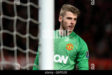 David de Gea de Manchester United en action contre Sunderland dans la demi-finale de la coupe de Carling deuxième jambe à Old Trafford. 22 janvier 2014. PA photo par Martin Rickett/PA Banque D'Images