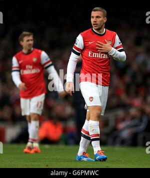 Football - Barclays Premier League - Arsenal / Fulham - Emirates Stadium. Lukas Podolski, Arsenal Banque D'Images