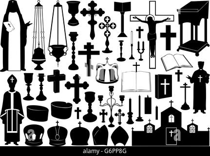 Ensemble d'éléments religieux Illustration de Vecteur