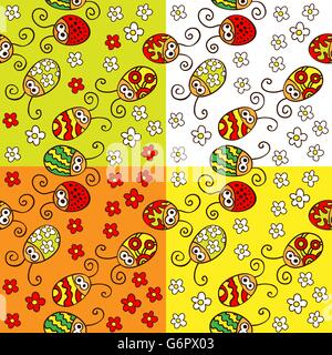 Ensemble de coccinelle motif transparent Illustration de Vecteur