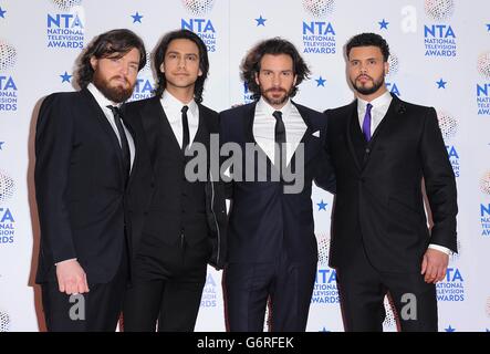 Santiago Cabrera, Luke Pasqualino, Tom Burke et Howard Charles aux National Television Awards 2014 à l'O2 Arena, Londres. Banque D'Images